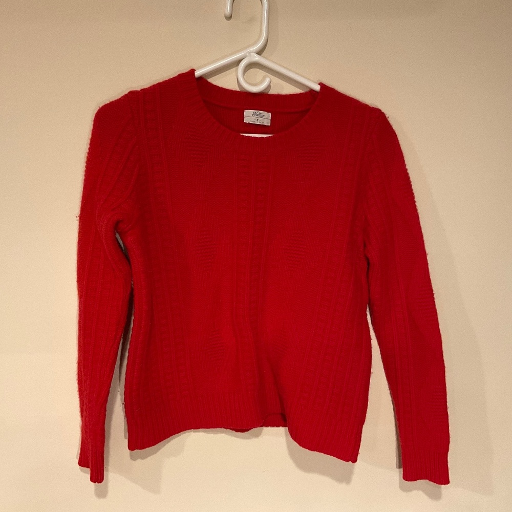 Madewell - Wallace 100% Merino Wool Red Cable Knit Sweater Size S